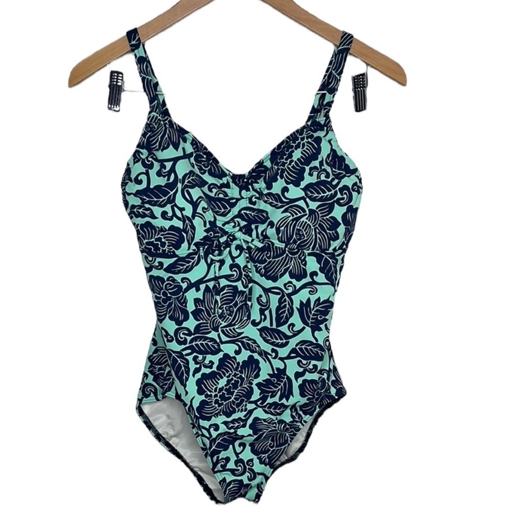 Lands' End Green Teal One Piece Swimsuit Underwire Size 6D